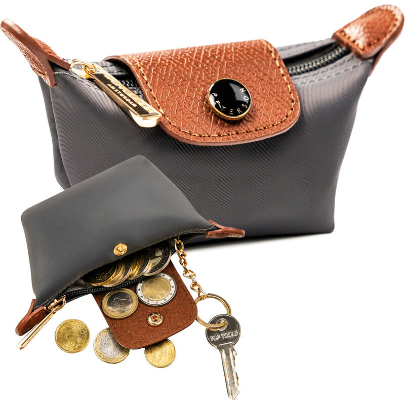 Tmavosivá kľúčenka Peterson z polyesteru a ekokože 67334771