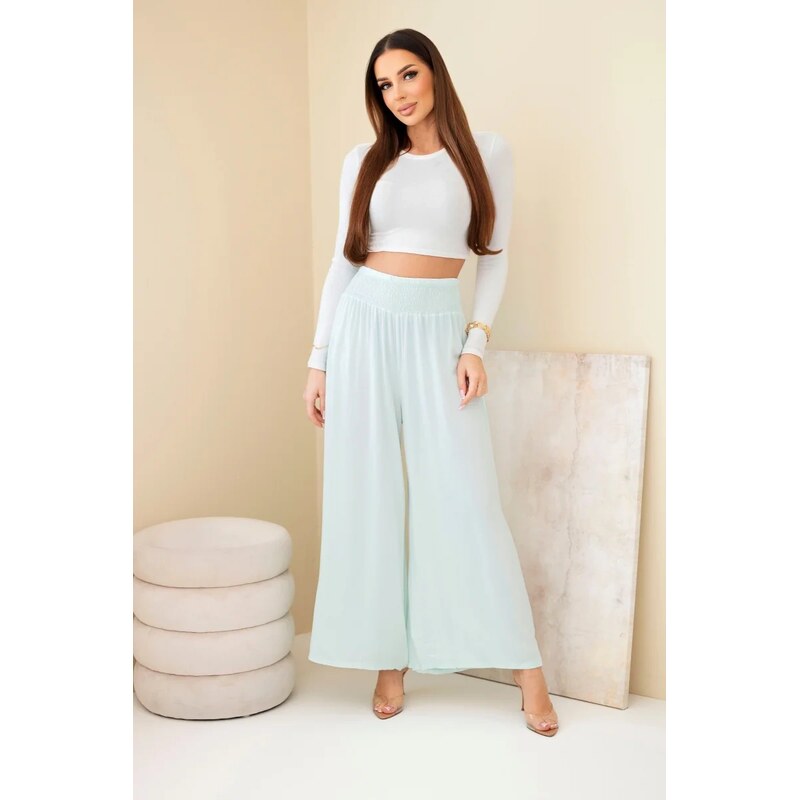 Kesi Włoski Dámske viskózové nohavice s elastickým pásom 67330697