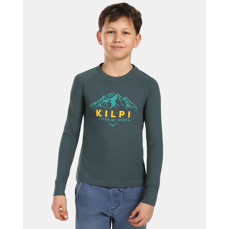 Chlapčenské bavlnené tričko s dlhým rukávom Kilpi VERATI-JB tmavo 67351372