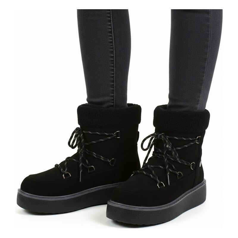 JOHN-C Dámske čierne semišové snehule s krepovou podrážkou 67339938