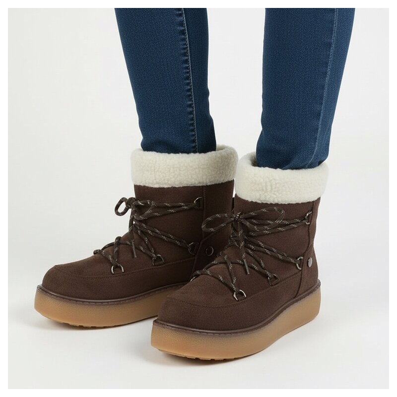 JOHN-C Dámske hnedé semišové snehule s krepovou podrážkou 67339939