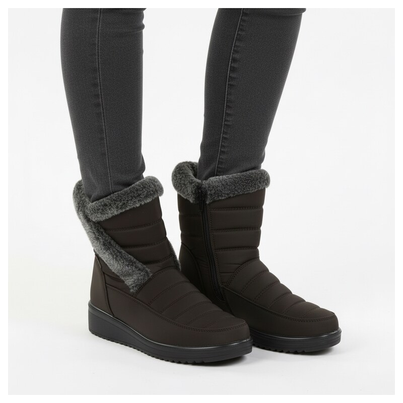 JOHN-C Dámske hnedé zateplené snehule s kožušinou 67339941