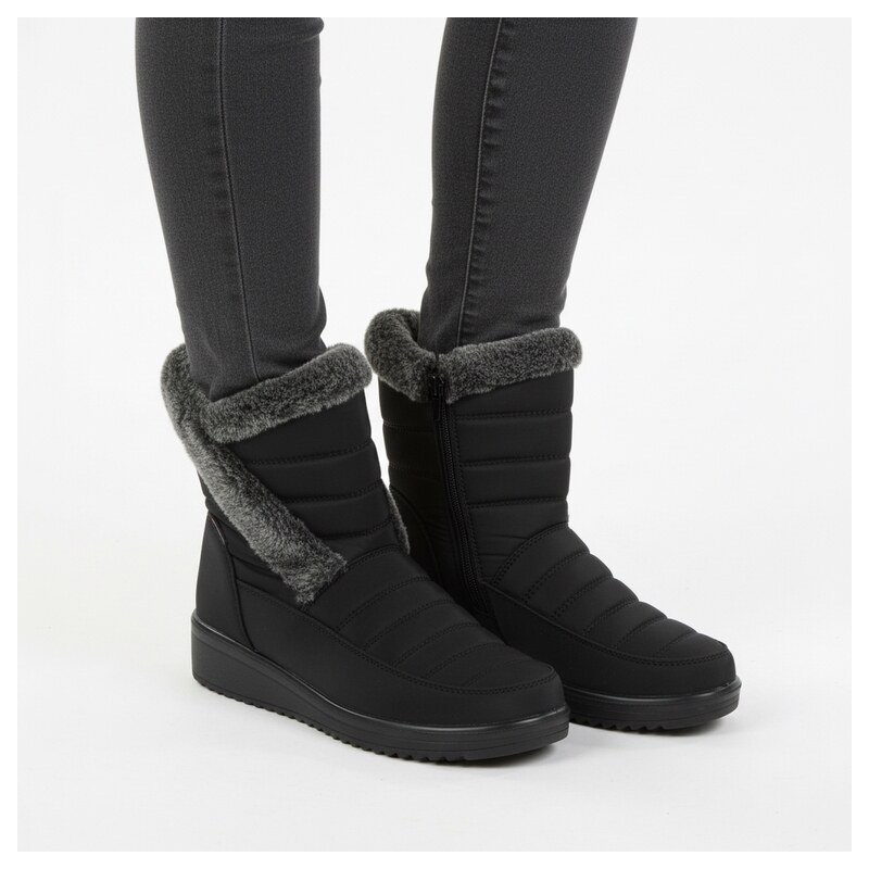 JOHN-C Dámske čierne zateplené snehule s kožušinou 67339942