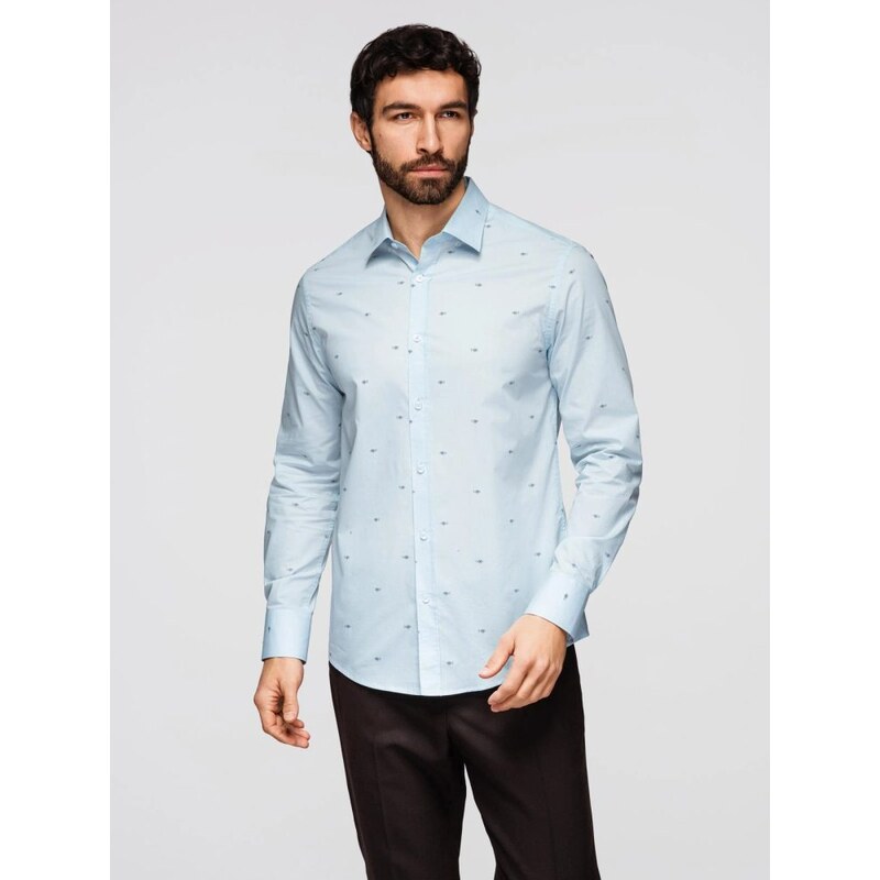 Ombre Clothing Vzorovaná pánska modrá košeľa V1 K696 67339991
