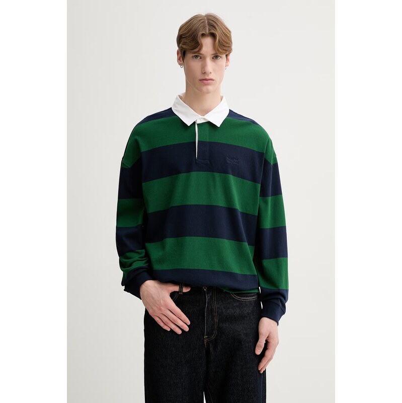 Bavlnené tričko s dlhým rukávom Levis HUDSON BOXY RUGBY 67340180