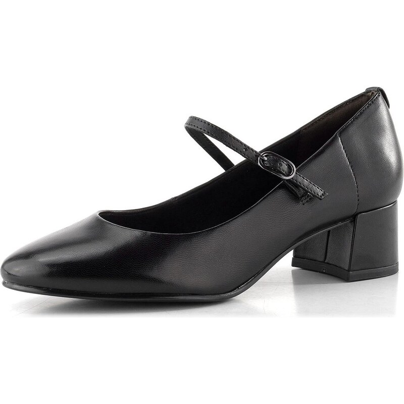 Tamaris lodičky so širokým podpätkom a pásikom black leather 1-22311 68773460
