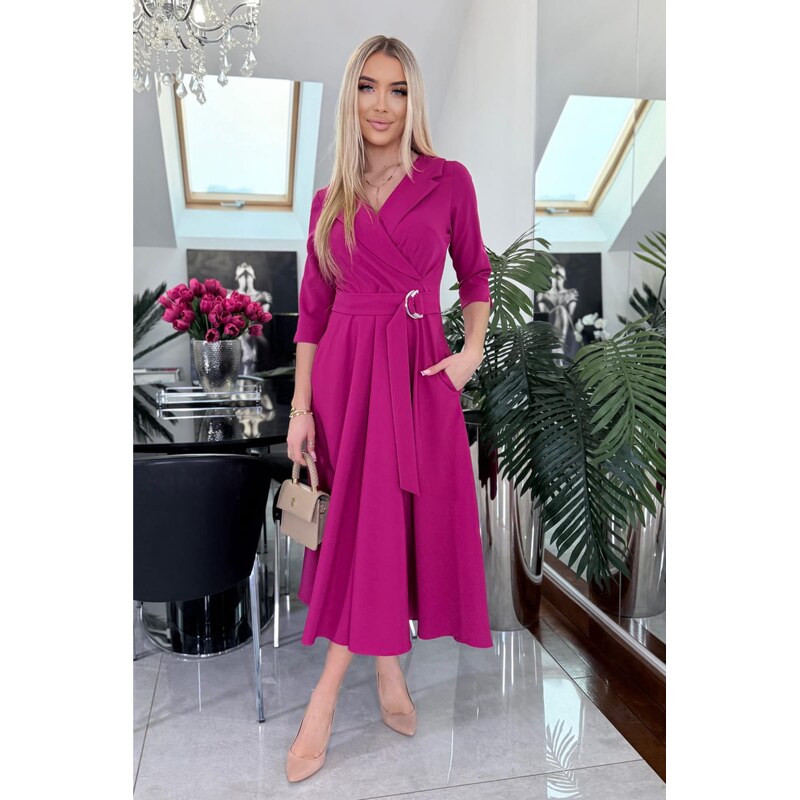 Zavinovacie šaty so striebornou prackou fuksiové 67352713