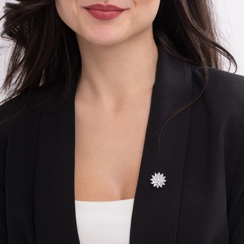 Troli Blyštivá kvetinová brošňa Silver 66853375