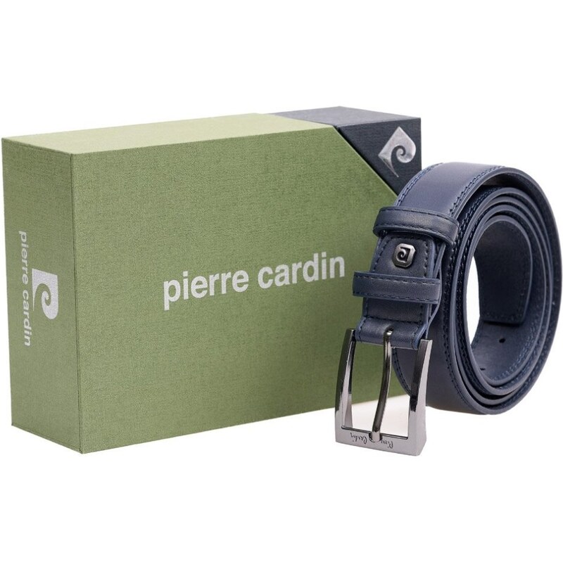 Modrý pánsky kožený opasok Pierre Cardin 67354544