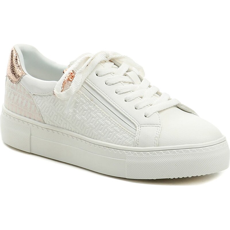 Tamaris 1-23736-42 biele dámske poltopánky so zlatou ružovým prvkom 67355459