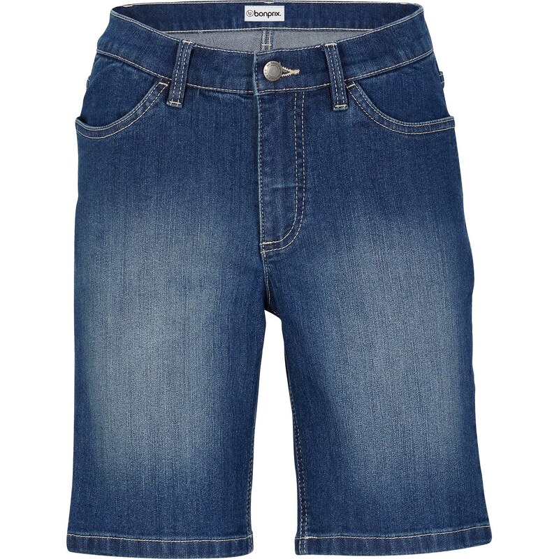 bonprix Džínsové bermudy, Mid Waist, farba modrá 61204162