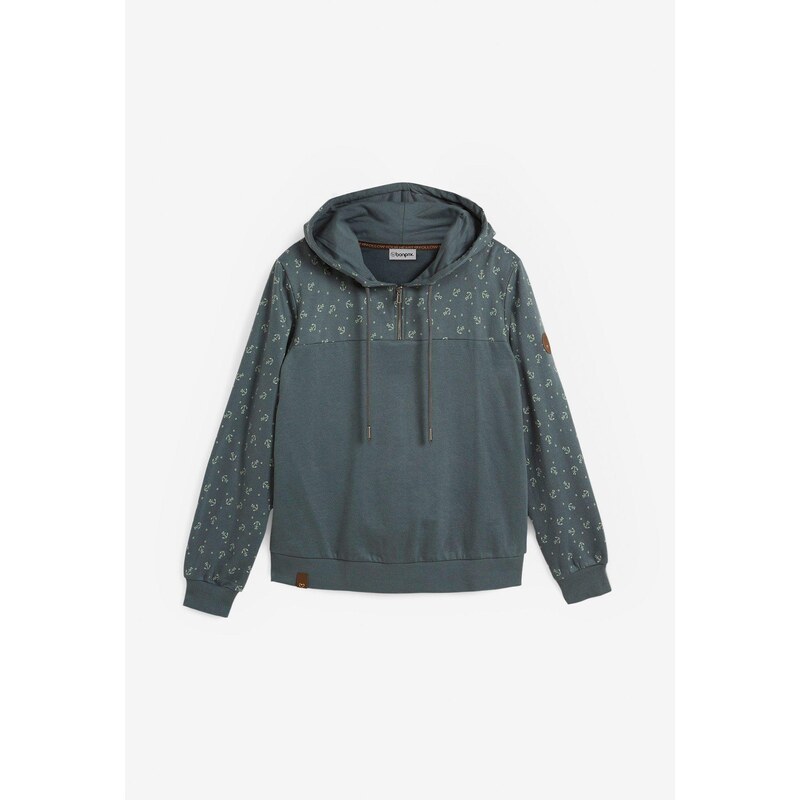 bonprix Mikina s kapucňou a zipsom, z čistej bavlny, farba zelená 47086267