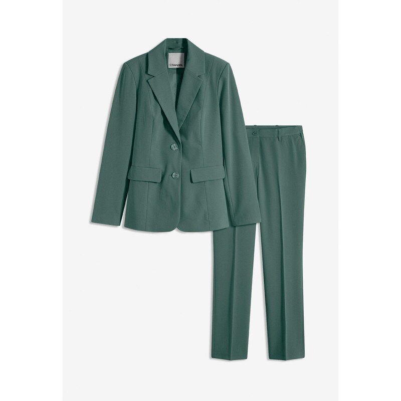 bonprix Nohavicový oblek, 2-dielny, farba zelená 62741221