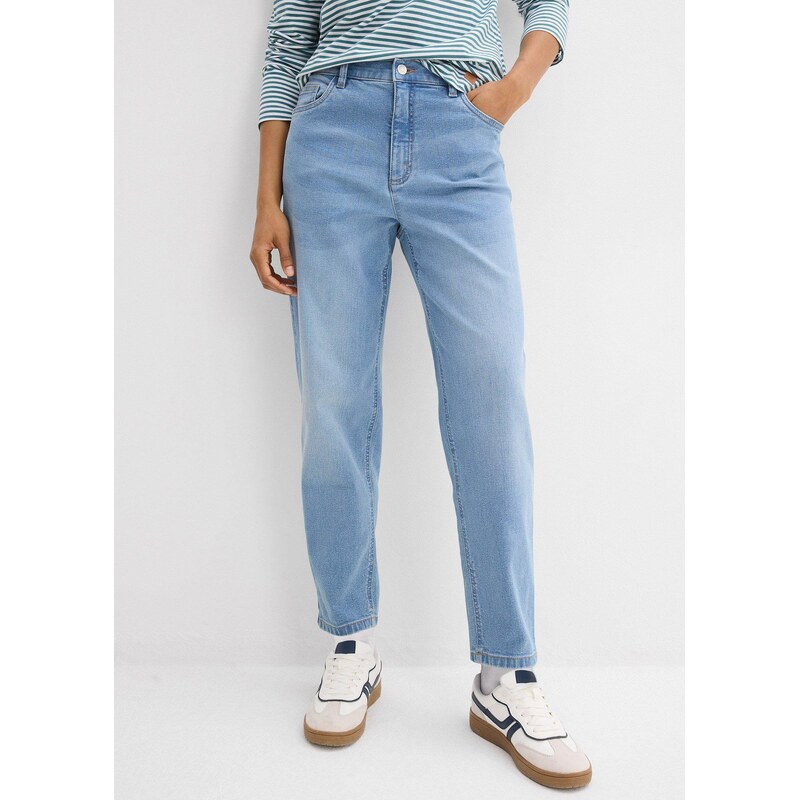 bonprix Mom-džínsy, vysoký pás, cropped, farba modrá 67232562