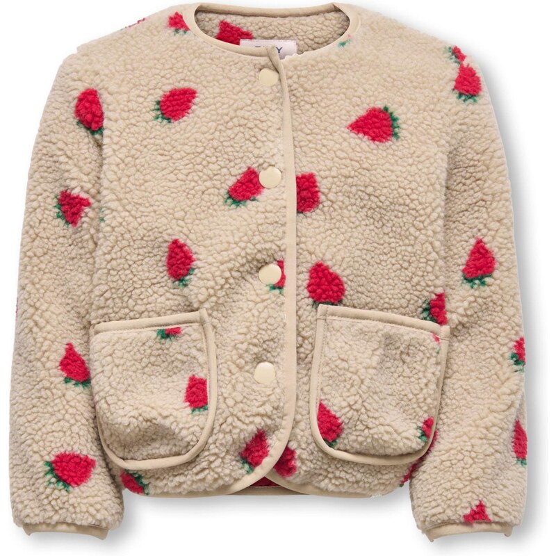 Only Mini Prechodná bunda KMGHOKY tmavobéžová / tmavozelená / červená 67359354