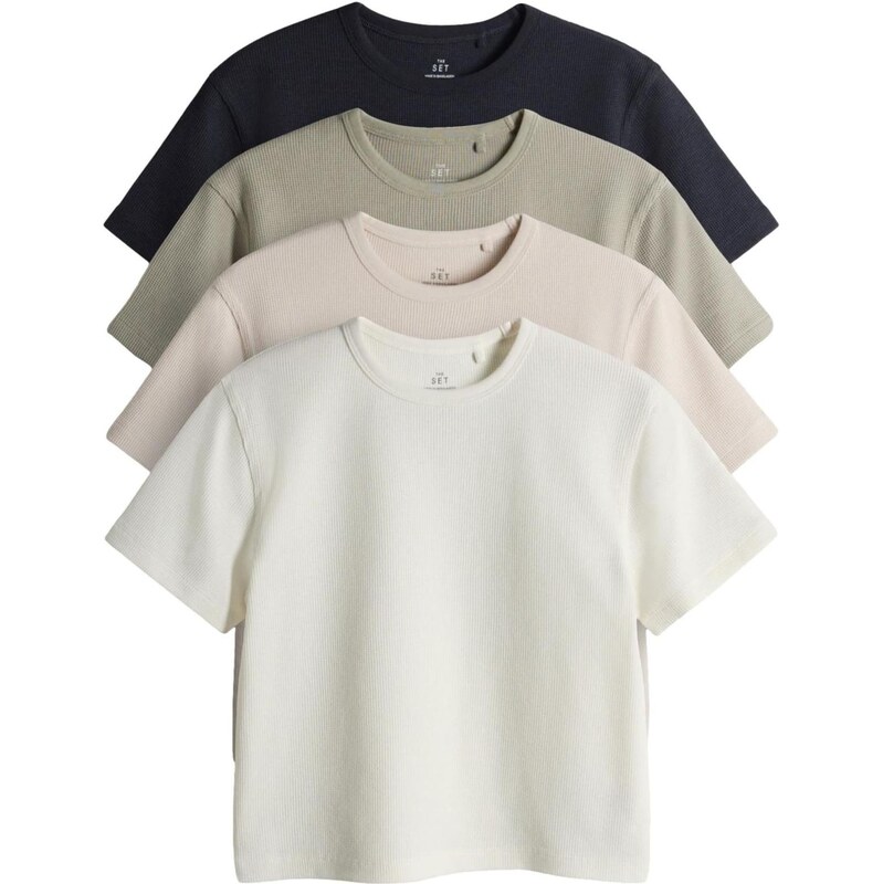 The Set Tričko tmavošedá / ružová / čierna / biela 67359736