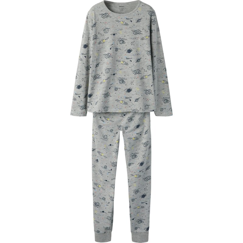 NAME IT Pyžamo námornícka modrá / pastelovo žltá / sivá melírovaná / 67361247
