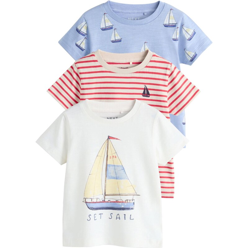 Next Tričko piesková / svetlomodrá / červená / biela 67361810