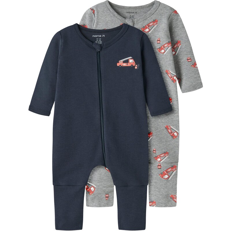 NAME IT Pyžamo námornícka modrá / sivá melírovaná / čerešňová / biela 67369156