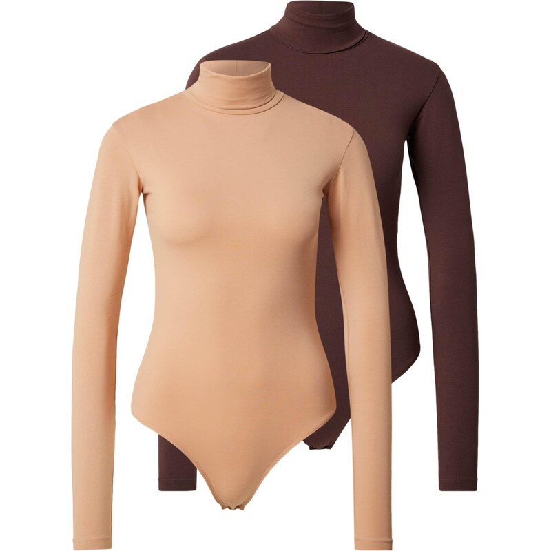 ABOUT YOU Košeľové body Willow béžová / tmavohnedá 67036599