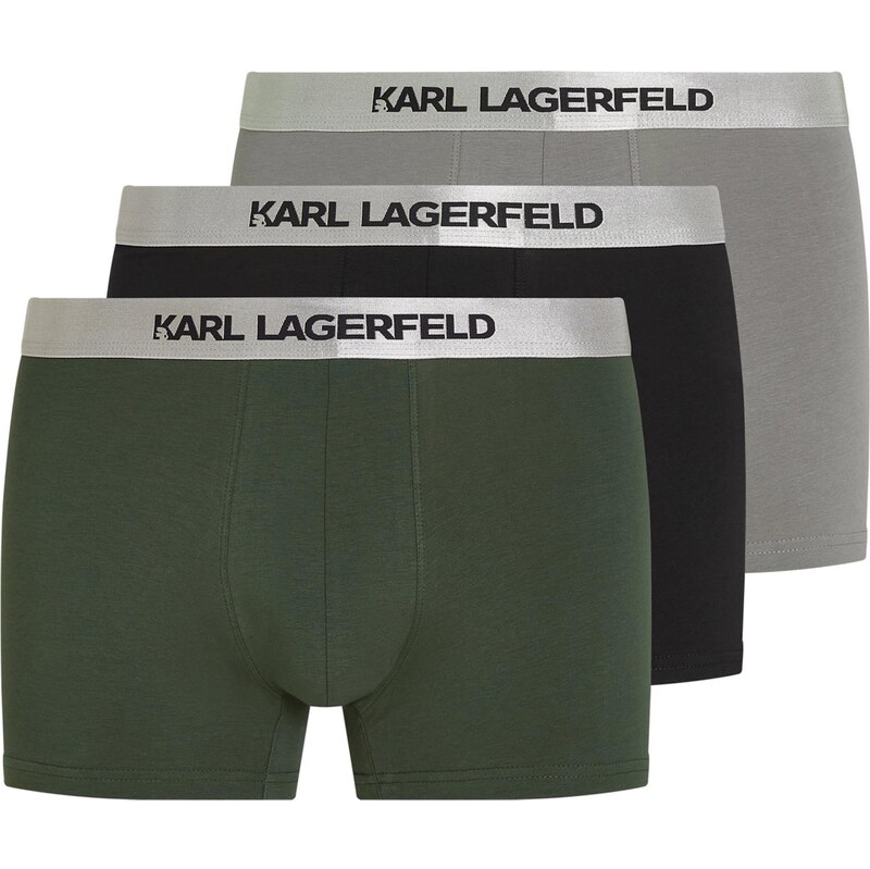 Karl Lagerfeld Boxerky sivá / tmavozelená / čierna / strieborná 67361931