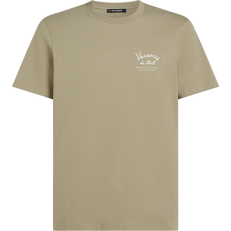 Karl Lagerfeld Tričko Vacances kaki / biela 67362153