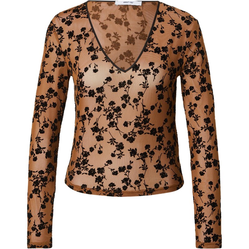 ABOUT YOU Tričko Whitley farba ťavej srsti / čierna 67362575