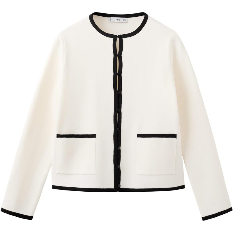 MANGO Kardigán Ivan čierna / biela ako vlna 67362579