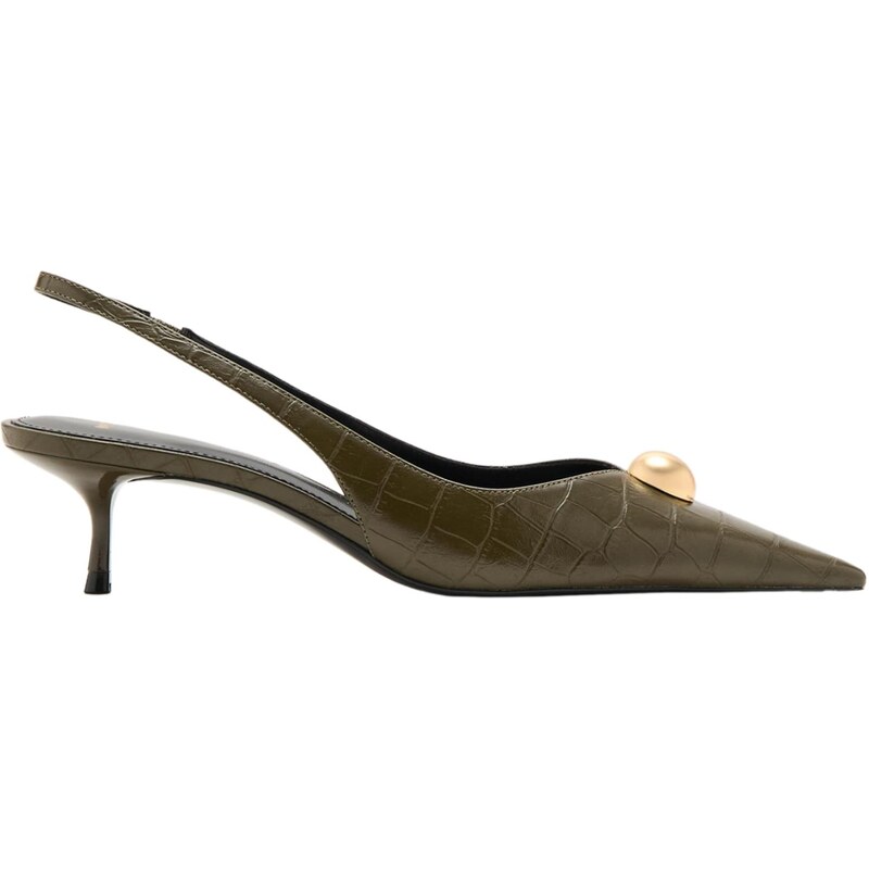 MANGO Lodičky s otvorenou pätou Ball kaki 67362691