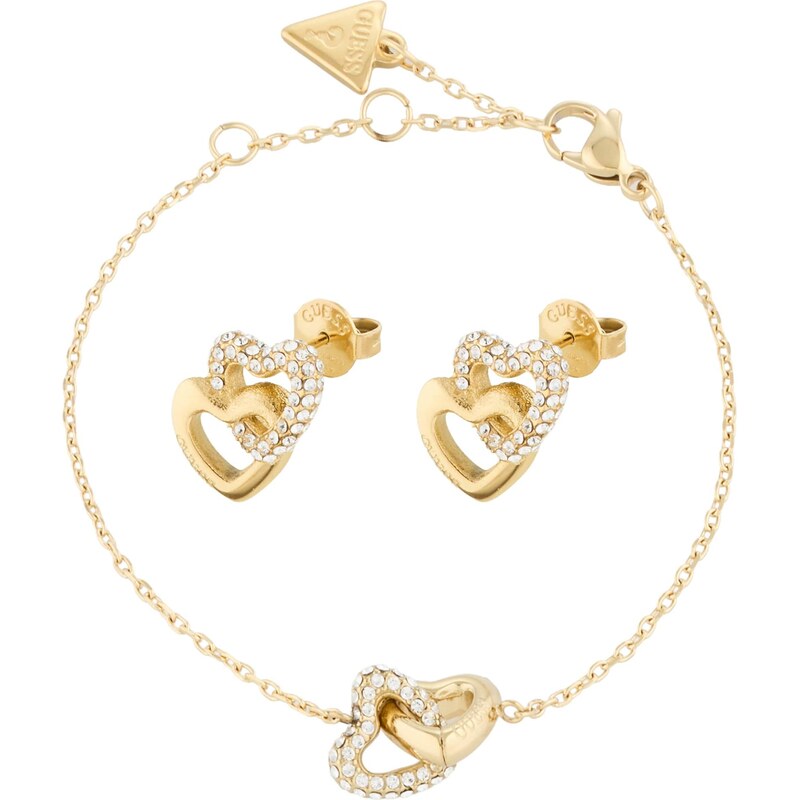 GUESS Sada šperkov zlatá / priehľadná 67362799