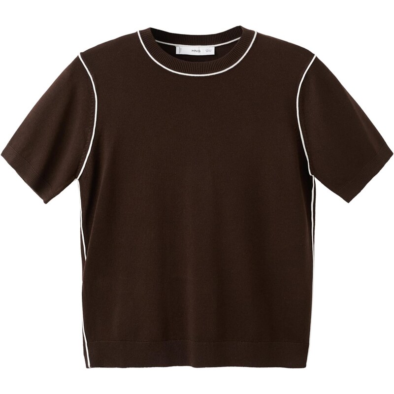 MANGO Sveter tmavohnedá / šedobiela 67362803