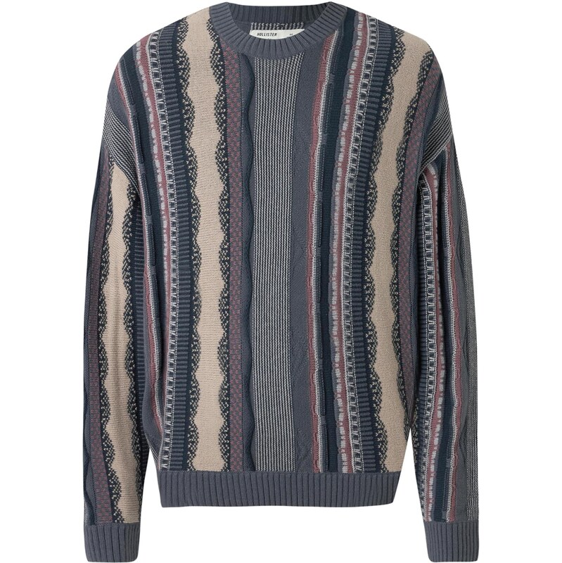 HOLLISTER Sveter námornícka modrá / sivobéžová / svetlofialová / 67362824
