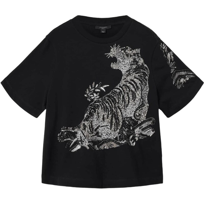 AllSaints Tričko POUNCE LISA čierna / strieborná 67362869