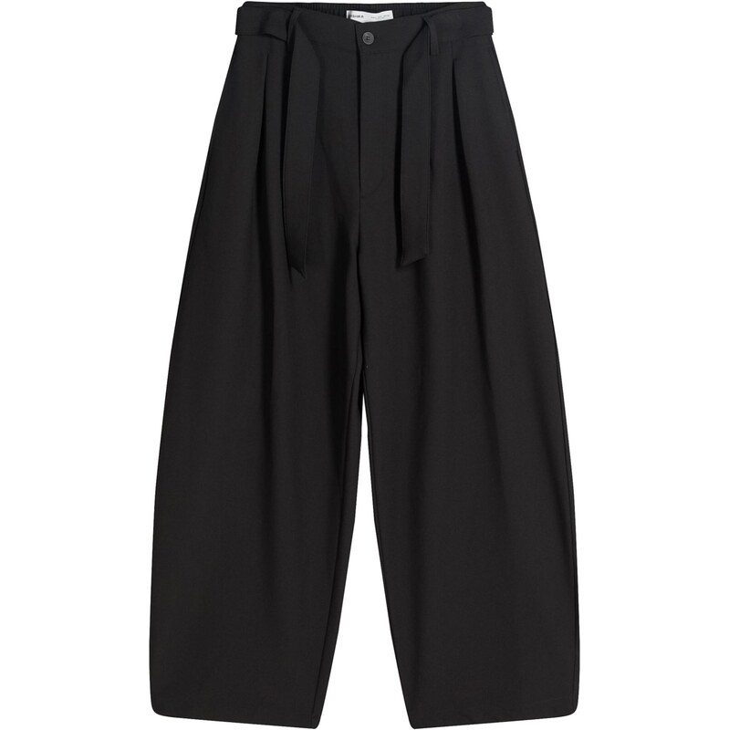 Bershka Plisované nohavice čierna 67363049