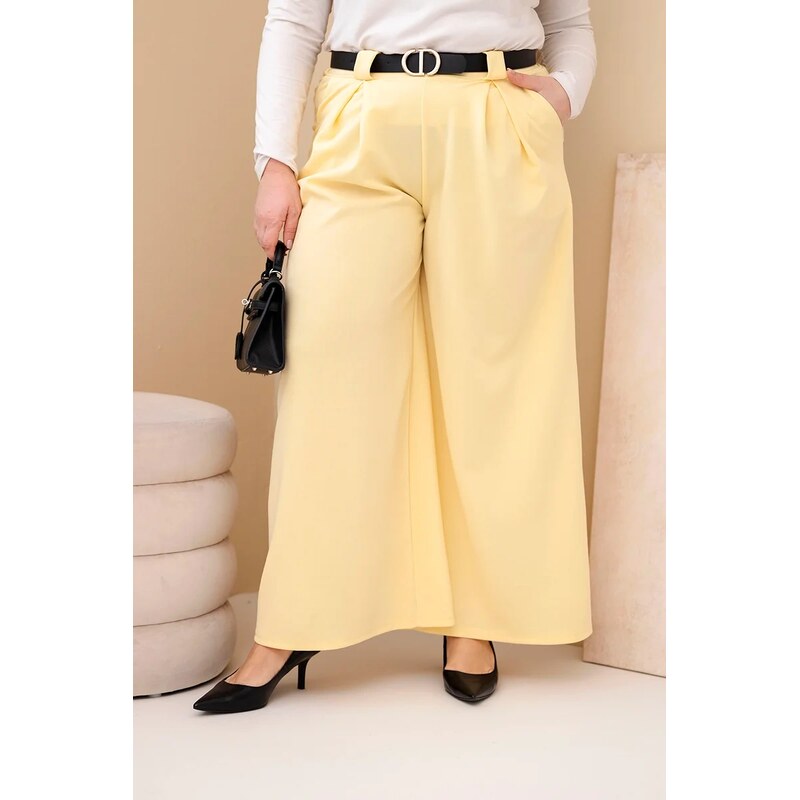 Kesi Dámske nohavice Plus Size so širokými nohavicami a opaskom 68161503