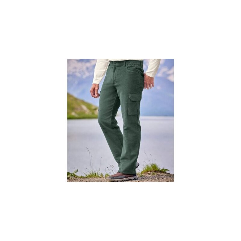 Strečové menčestrové kapsáčové nohavice Atlas For Men Zelená 61681792