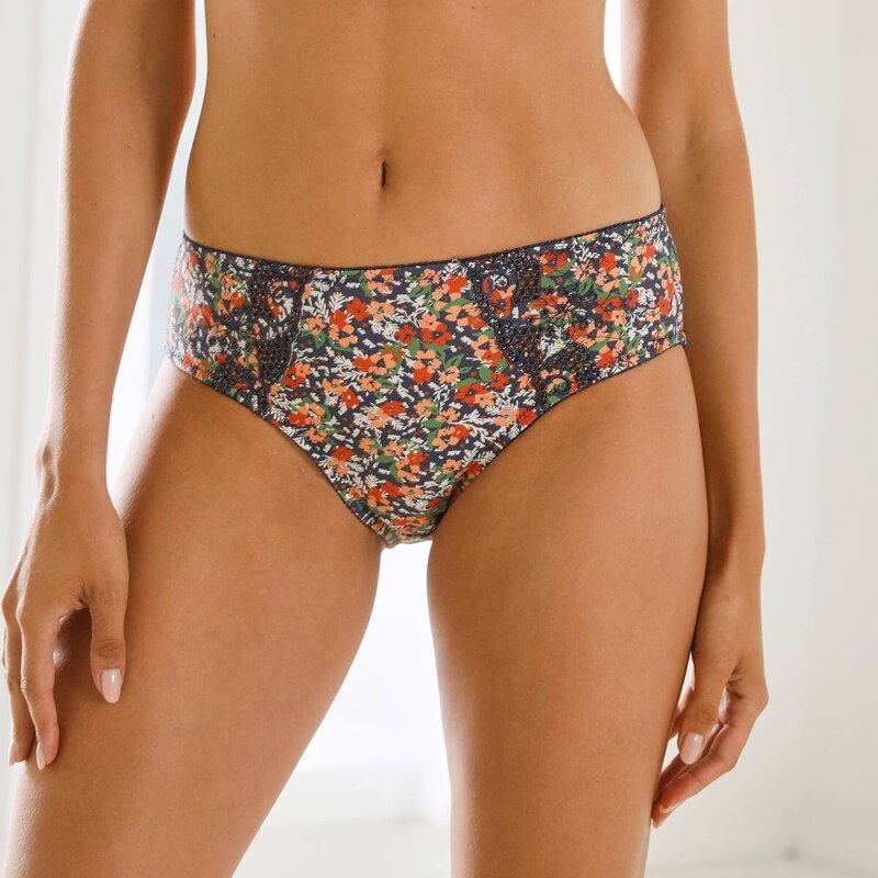 Súprava 2 midi nohavičiek Olbia s ažúrovou výšivkou a potlačou kvetín 62039210