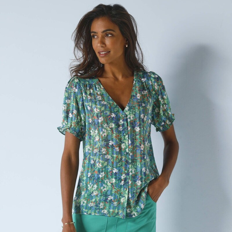 Voálová blúzka s potlačou smaragdová 036 Blancheporte 61971384