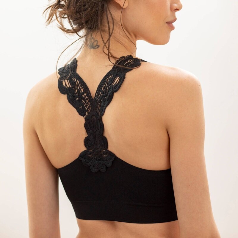 Bolerková bezšvová podprsenka so športovým strihom chrbta čierna 048 65218797