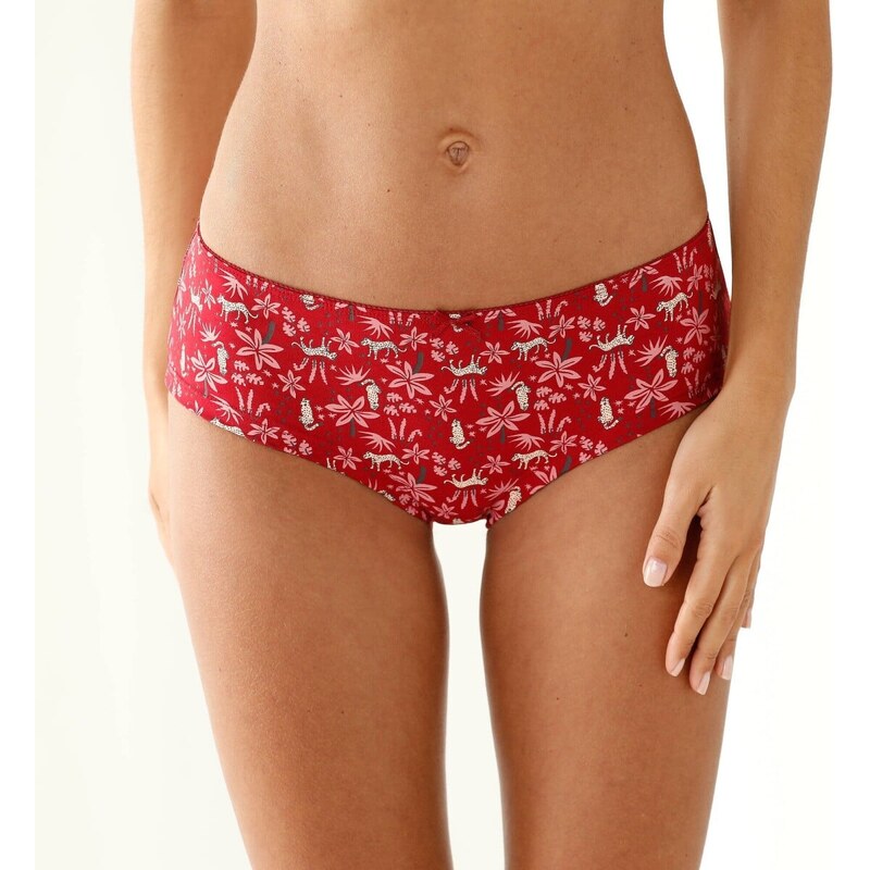 Súprava 4 zladených shorty nohavičiek s potlačou leoparda červená 052 65218863