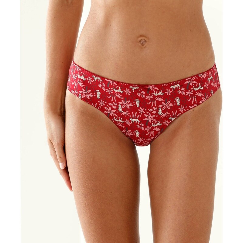 Súprava 4 zladených midi nohavičiek s potlačou leoparda červená 052 65218862