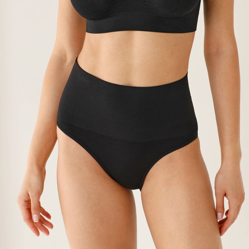 Súprava 2 diskrétnych bezšvových maxi nohavičiek čierna+telová 048 65218798