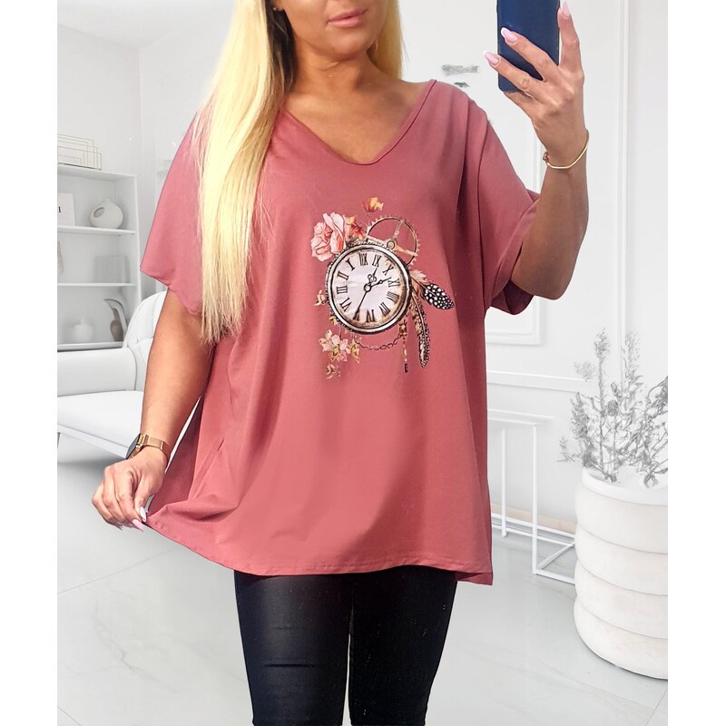 Tričko s motívom hodín staroružové 67367225