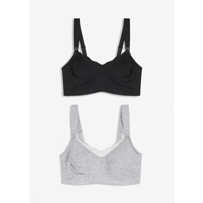 bonprix Podprsenka na dojčenie s bio bavlnou a čipkou (2 ks), bez 67624272