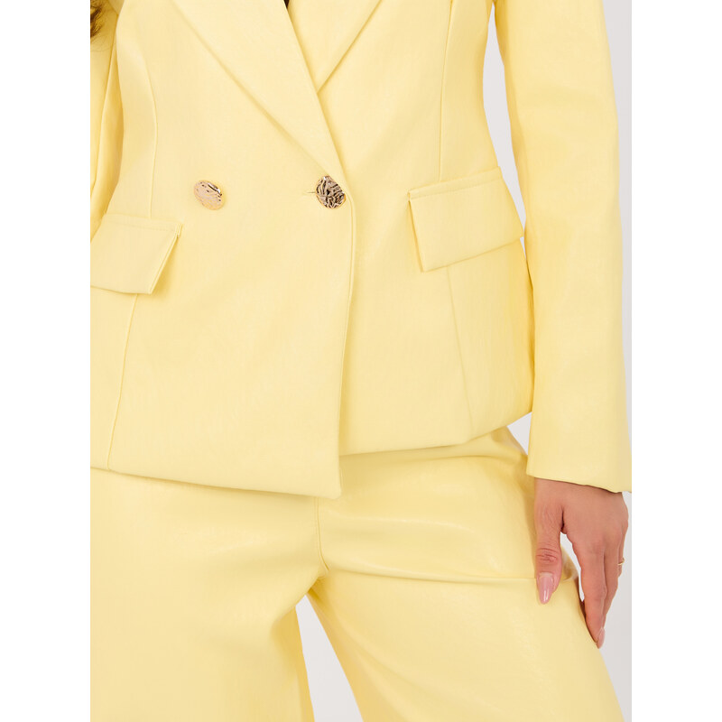 Italy Moda Žltý dámsky komplet sako a nohavice 67368382