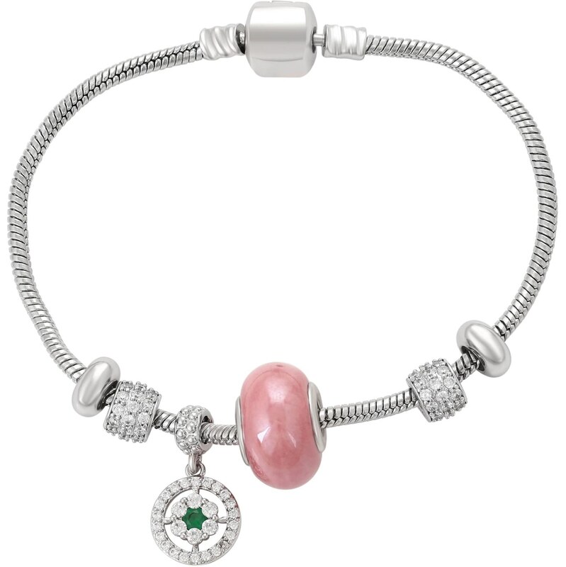 faina Náramok zelená / ružová / strieborná / priehľadná 67368686