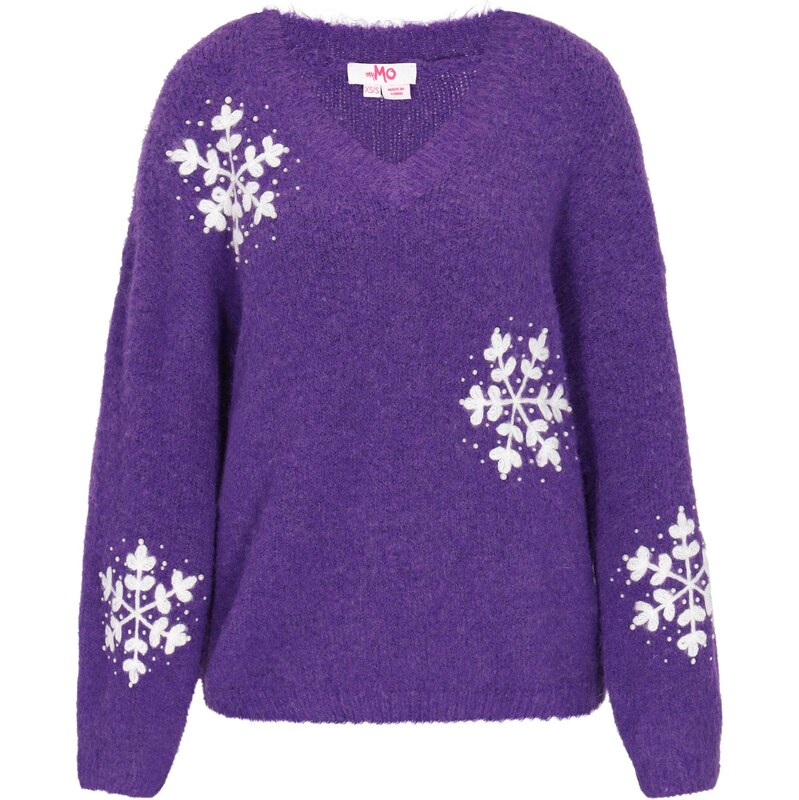 MYMO Sveter tmavofialová / biela 67368765