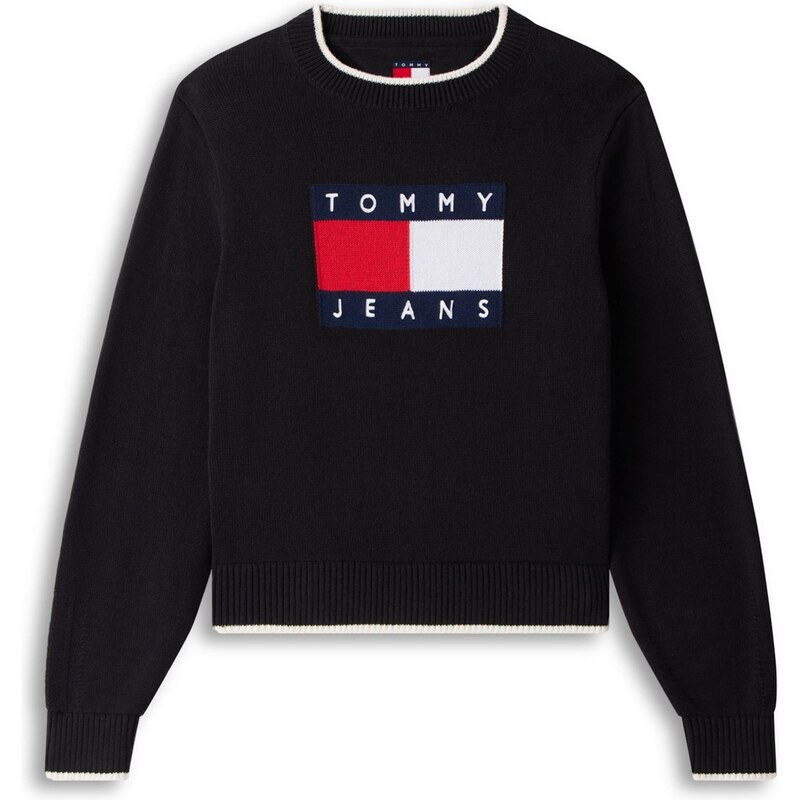 Tommy Jeans Sveter tmavomodrá / červená / čierna / biela 67368969