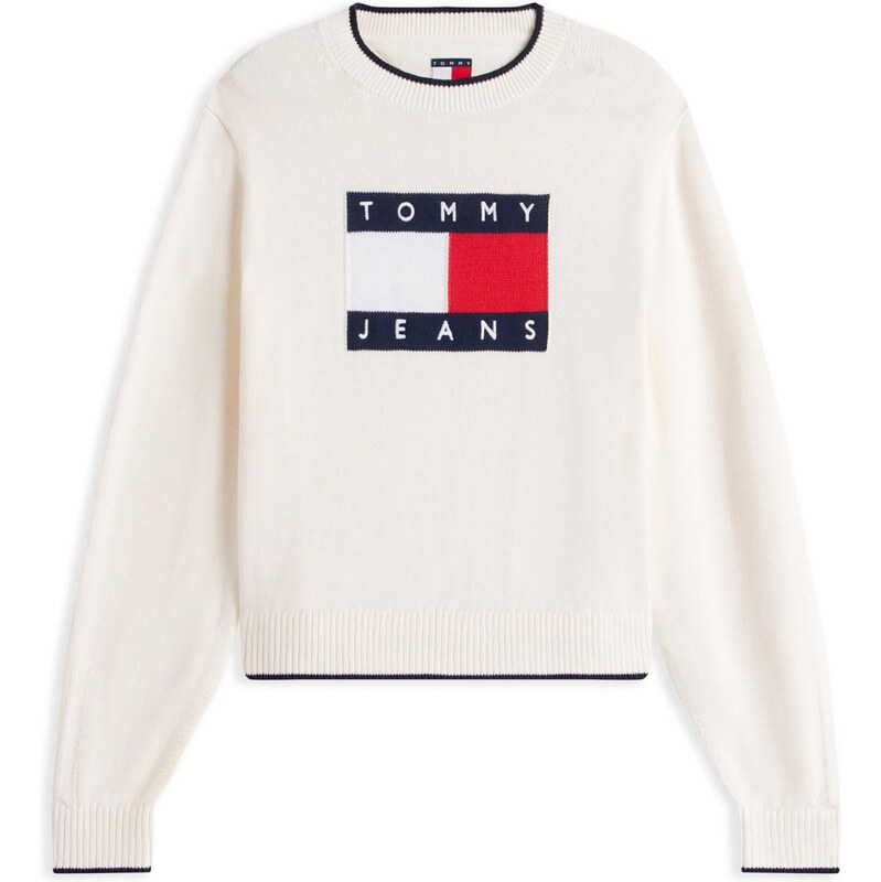 Tommy Jeans Sveter námornícka modrá / červená / biela / biela ako vlna 67368972