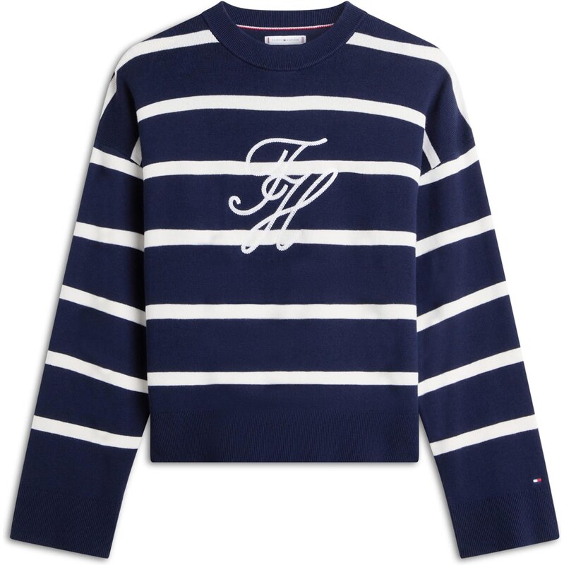 TOMMY HILFIGER Sveter tmavomodrá / biela 67369034